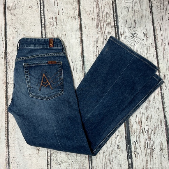Women's 7 For All Mankind "A Pocket" Denim Blue Jeans Made In USA Pants - Picture 1 of 15